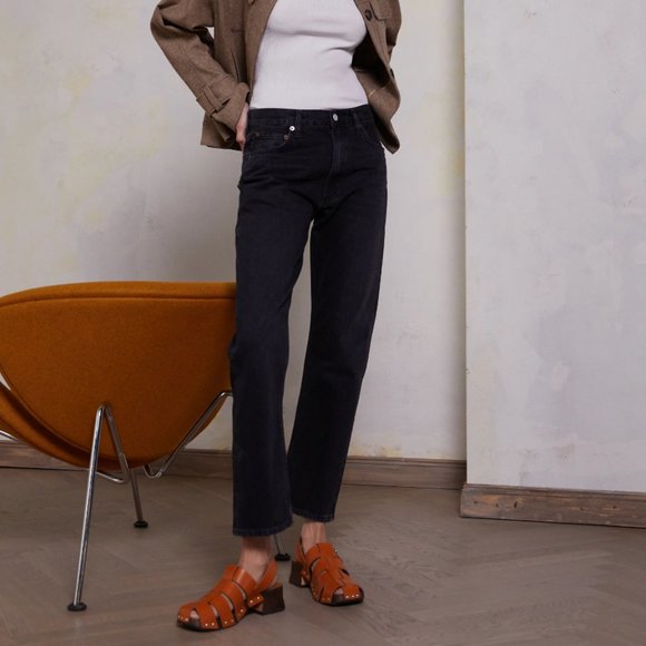 Agolde Black Straight Leg Jeans - Picture 1 of 8